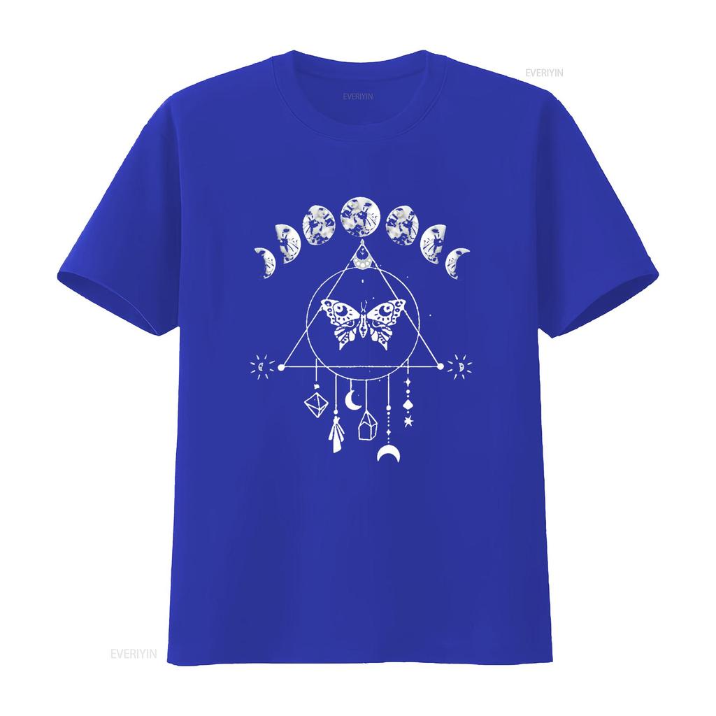 Celestial Moon Phase Moth Crystals Stars Vintage D Cute Tops for Women T Shirt with Bold Prints Vintage Washed Stretched