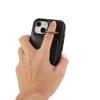 For iPhone 15 PU Leather Back Case Card Holder Kickstand Phone Cover with Wrist Strap