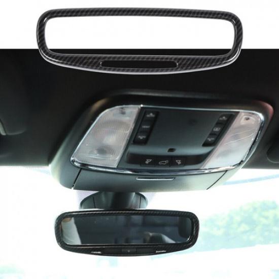 Central Centrol Rearview Mirror Cover For Jeep Grand Cherokee 2017+ Carbon Fiber