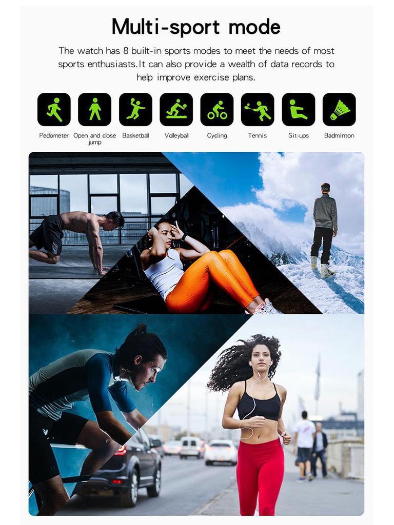 I128 Smartwatch: Activity Tracker, Heart Rate Monitor, Bluetooth Call, 1.69” Touch Display, Smart Bracelet.