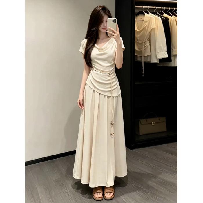 French great looking beautiful dress women's summer new popular small wear suit long dress