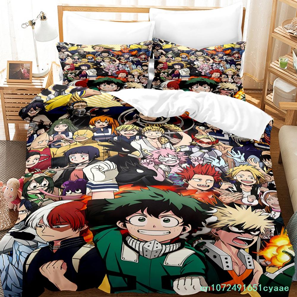 2014 My Hero Academia Bedding Set Single Twin Full Queen King Size Kawaii Bed Set Teenagers Bedroom Duvetcover Sets 3D Print 034