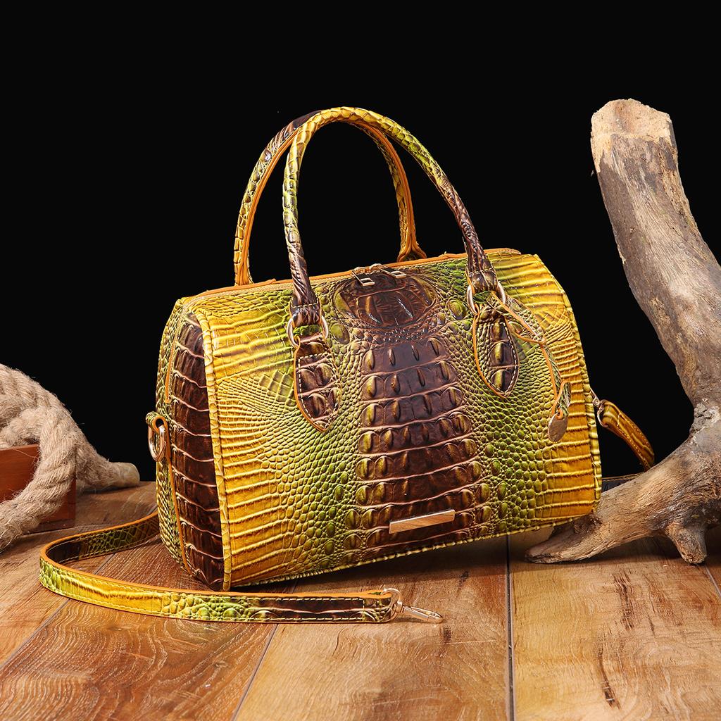 New European and American Handheld Underarm Crossbody Travel Retro Women's Bag Brahmin Crocodile Pattern