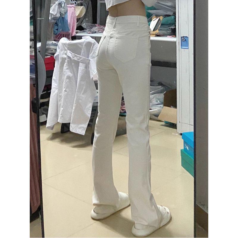 Plus Size Women's Elastic White Micro Flare High Waist Jeans - Slimming Autumn 2025 Collection
