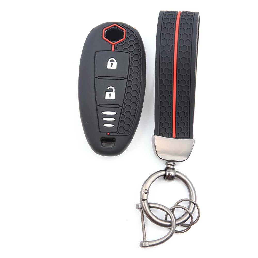 For Suzuki Baleno Ertiga Ciaz Ignis Kizashi Swift Sx4 S-Cross Vitars Silicone Car Smart Key Cover Case Bag Protector Keychain