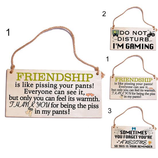 Hanging Sign Exquisite Inspirational Friendship Workmanship Wide Application Wood Plaque Decor for Gift