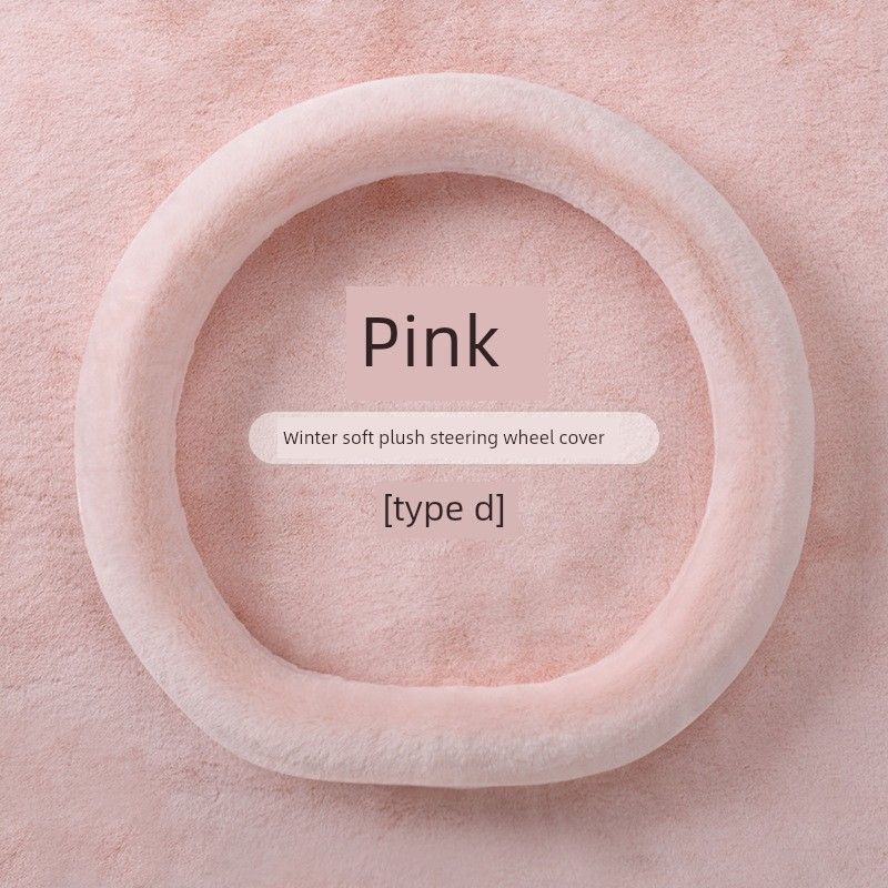 

Car Steering Wheel Cover Winter Plush O-Type D-Type Warm Thermal Handlebar Cover Non-Slip Car Protective Cover for Volkswagen Pink [Type D] 36cm