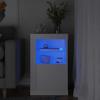 Side Table with LED Lights White Engineered Wood
