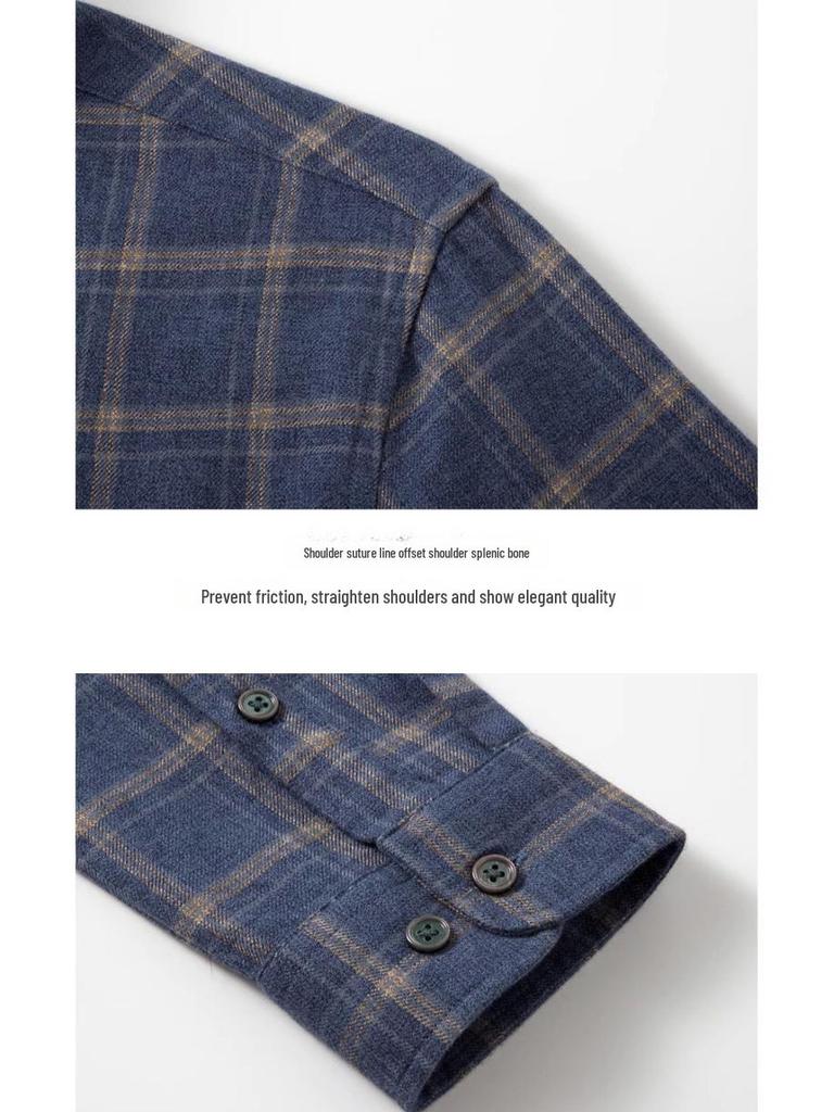 Men's Long-Sleeve Plaid Shirt: Comfortable, Breathable Cotton for Spring and Autumn Casual Wear