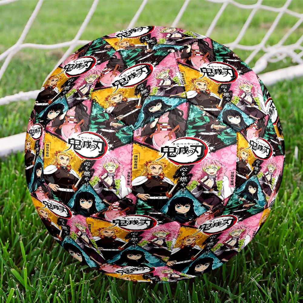 Demon Slayer Print Size 5 Soccer Ball, Standard Match Football for Sports Game and Team Practice, Ideal Gift for Soccer Fans