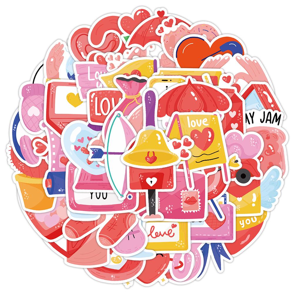 Valentine's Day Graffiti Stickers - 50/100 Sheets, Waterproof Decorative Set for Water Bottles & Computers
