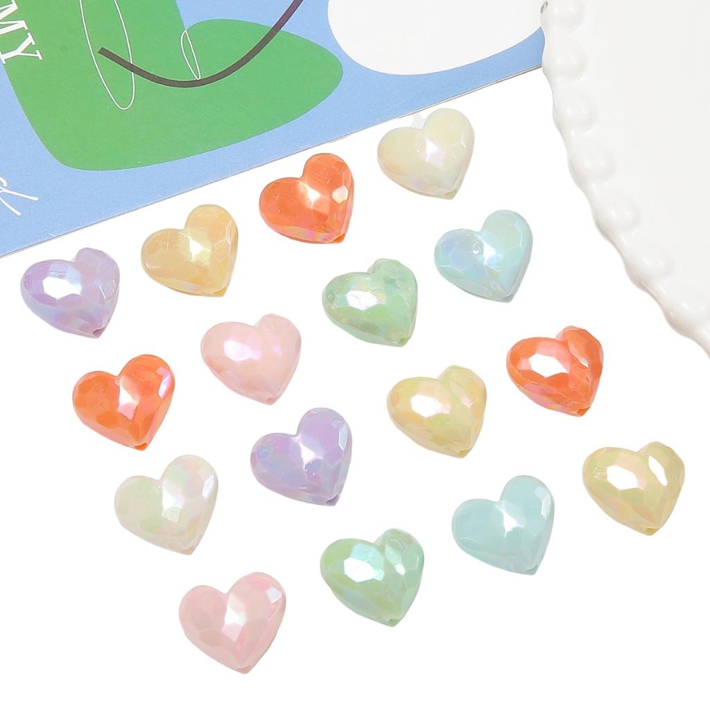 [19X17mm] Color-Plated Peach Heart Beads  Cream Heart-Shaped Beads DIY Handmade Jewelry Accessories