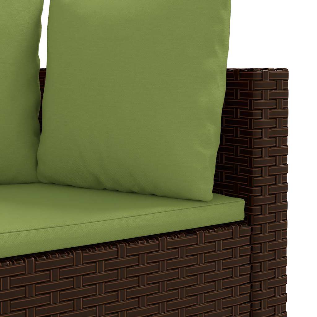3 Piece Garden Sofa Set with Cushions Brown Poly Rattan