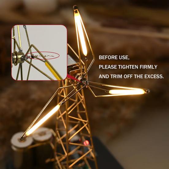 1/2Pcs DIY Rotating Windmill Night Light Kit Handmade Copper Wire Windmill Decoration with LED Light Spinning Blade Windmill Decorative Lamp