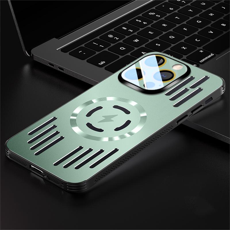 

Роскошный Жесткий Металлический Чехол для Рассеивания Тепла с Магнитной Беспроводной Зарядкой для iPhone 14 Plus 13 12 Pro Max Крутой Защитный Чехол на Заднюю Панель For iPhone 14