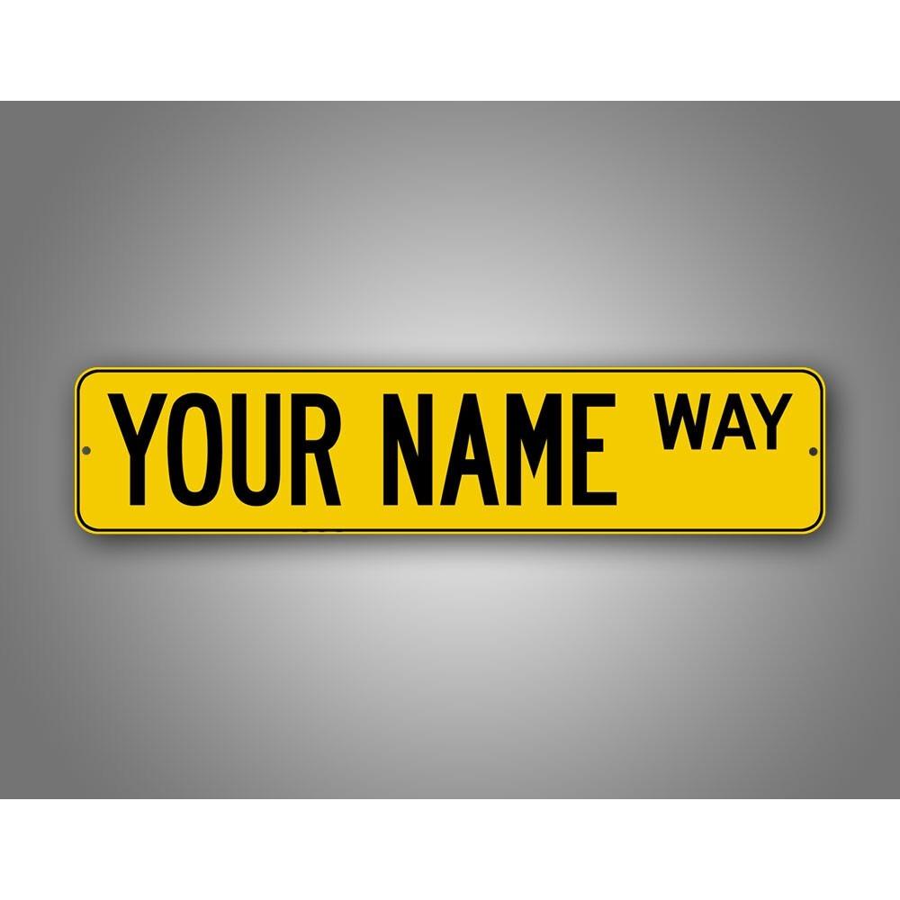 4x16 Inch Customizable Road Sign Yellow Black Color Personalized Any Text Street Metal Sign Decorative Tin Sign