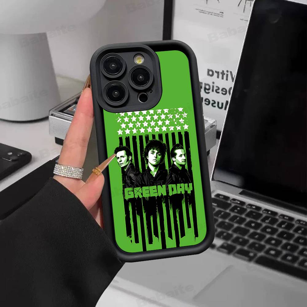 Rock Band G-Green Day Silicone Soft Phone Case For IPhone 17 16 15 14 Plus 13 12 Mini 11 Black Cover