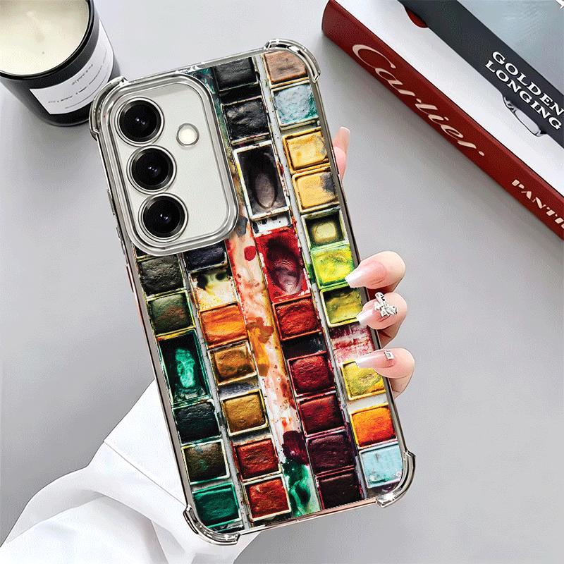 Watercolors Set Paint Palette Plating Phone Case For Samsung A17 A07 A37 A57 A16 A56 A15 A55 A14 A54 A13 A53 A26 A36 A25 A35 A24