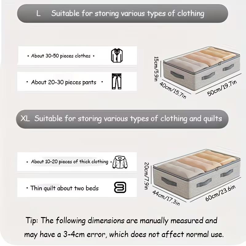 Bolsa Organizadora Grande para Almacenamiento de Ropa Plegable de Tela No Tejida Organizador de Armario con Ventana Transparente Almacenamiento Debajo de la Cama para Ropa Manta Ropa de Cama