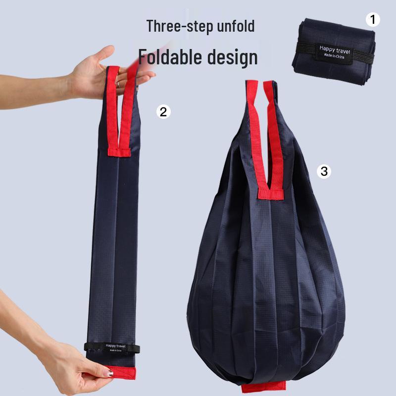 Eco-Friendly Foldable Shopping Bag: Large Capacity, Ultra-Light, Accordion Pleat Design with Hanging Buckle for Travel.