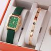 The Same Women'S Gift Watch Simple Scale Bright Leather Belt Green Watch Square Women'S Watch Quartz Watch