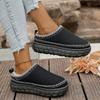 Winter 2025 New Cashmere Warm Boots Thick Sole Heelless Cashmere Shoes Warm Shoes Slippers Covered Half Mop Shoes Women Boots