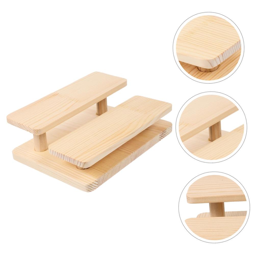 LEDMOMO Multi-Purpose Wooden Display Stand, Tiered, for Collectibles, Figures, Jewelry, Toy Models, and Cake Stands