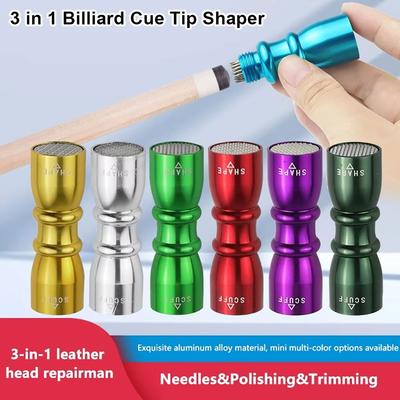 3 In 1 Tip Trim Tool Multifunctional Shaper Aerator Tapper Cue Tip Shaper  Billiard Snooker Pool