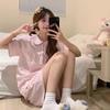 Japanese doll collar polka dot pink girl pajamas summer short-sleeved shorts set can be worn outside loungewear two-piece set
