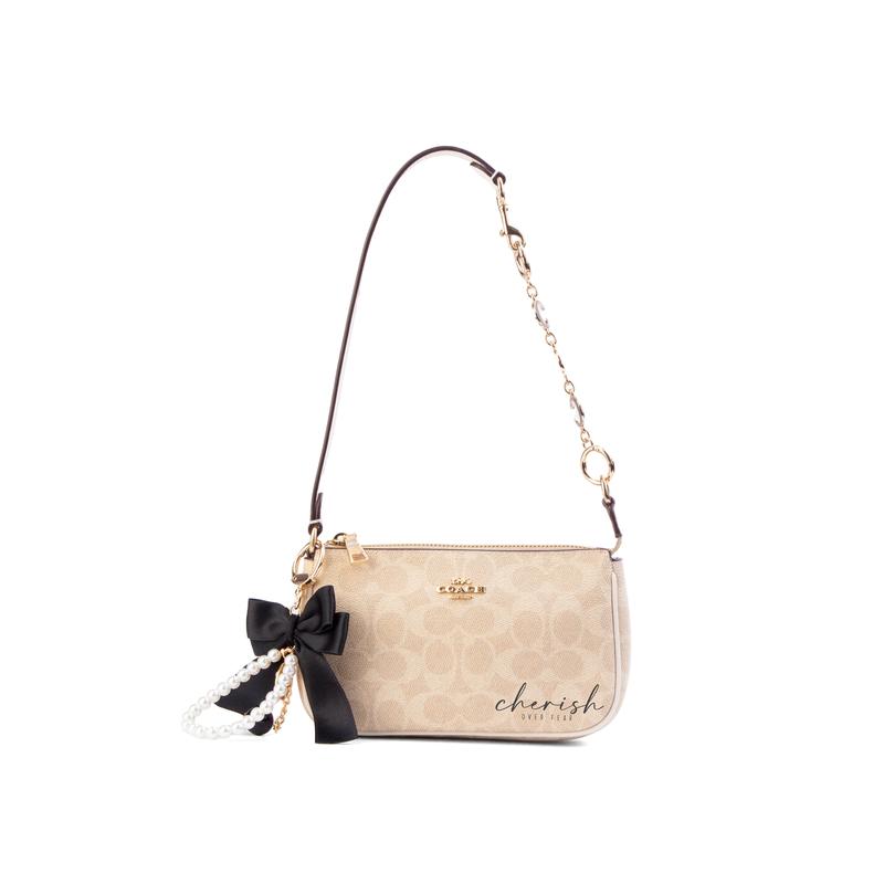 

COACH shoulder bag [Customized bag] Nolita 19 Silk Knot Messenger Dinge Silk Scarf Bow Material Decoration Exquisite and Elegant Yin Jie Zhu Xu білий