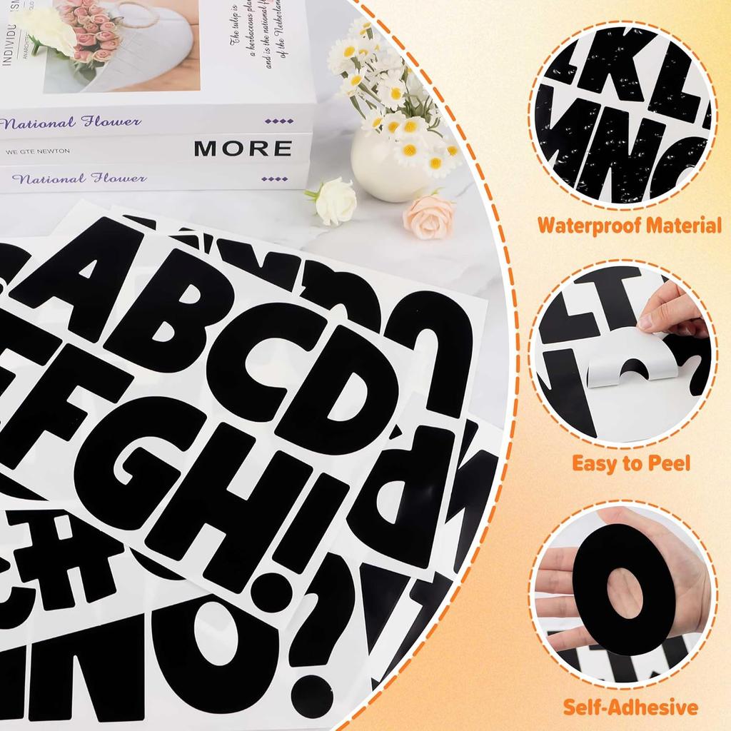 20 Sheets Bulletin Board Letters 4 Inch Letter Stickers 180 PCS Large Alphabet Stickers Vinyl Self Adhesive Stick on Letters for Poster Board