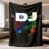 2026 New Flannel Blanket 1pc Vibrant Dj-Themed Polyester Blanket - Colorful Mixtape Design Featuring Turntables & Speakers, Soft & Cozy for Home, Offi