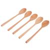 5PCS Wooden Spoon with Long Handle Soup Spoon for Barbecue Camping Party Home KitchenWood Color