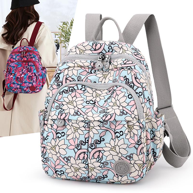 Bedruckter Nylon-Rucksack Studenten-Schultasche Damen Leichter Reiserucksack