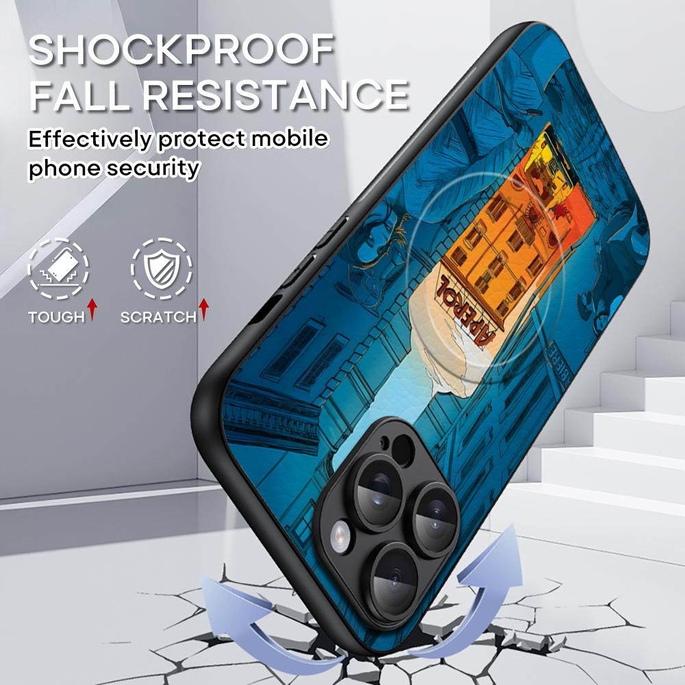 Custodia Arancione per Telefono Cocktail Aperol Spritz Per iPhone 16 15 14 13 12 11 Plus Pro Max Lusso di Alta Gamma Magsafe Pelle di Pecora