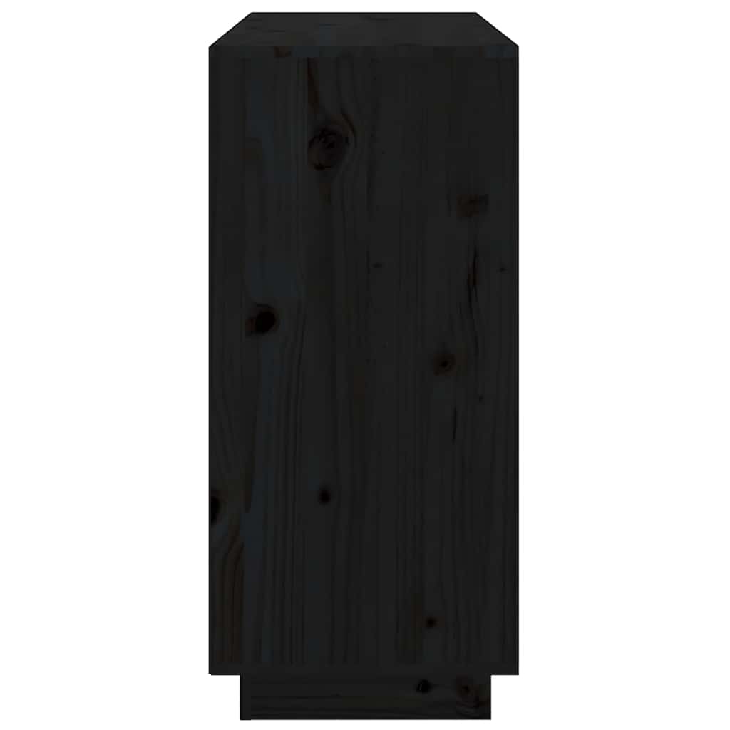 Sideboard Black 111 x 34 x 75 cm Solid Pine Wood