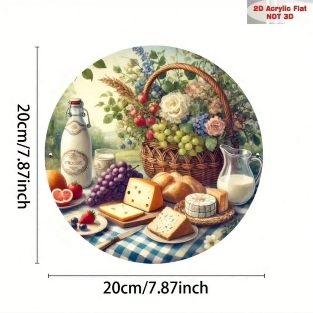 1PC Tin Sign Food Wine Basket Poster Metal Painting Wall Art Home Decor