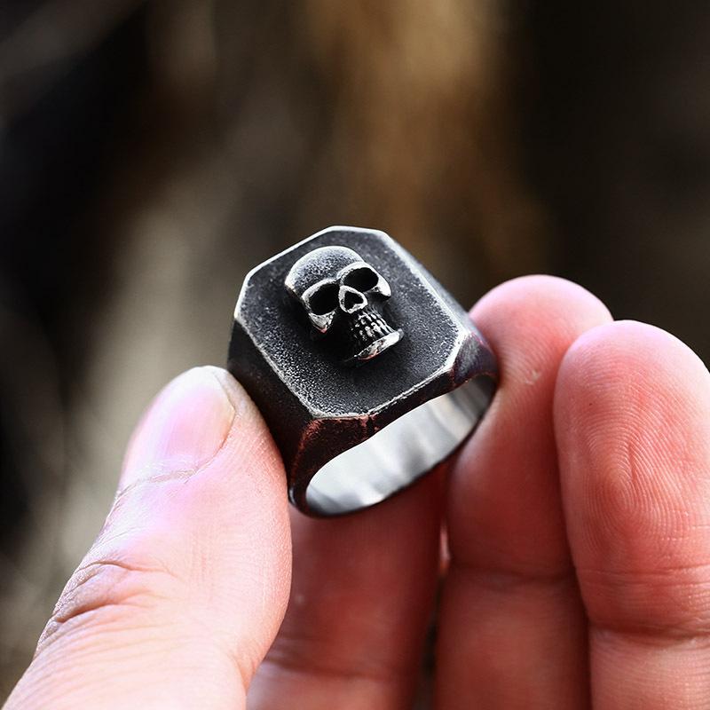 Vintage Punk Stainless Steel Skull Rings For Men Gothic Punk Horror Skull Rings Hip Hop Men Motorcycle Rock Biker Jewelry Gifts