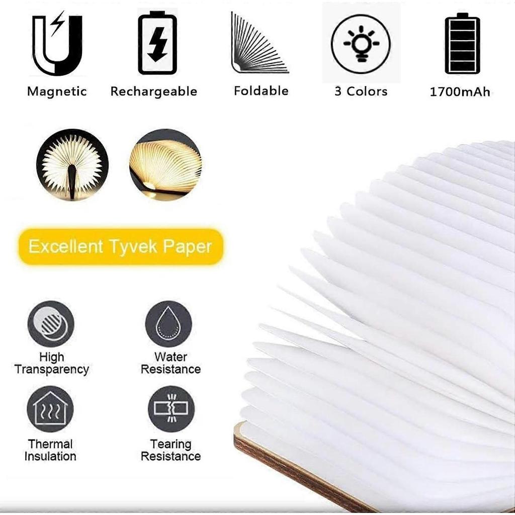 Foldable USB rechargeable LED book light, warm white light, suitable for children's reading