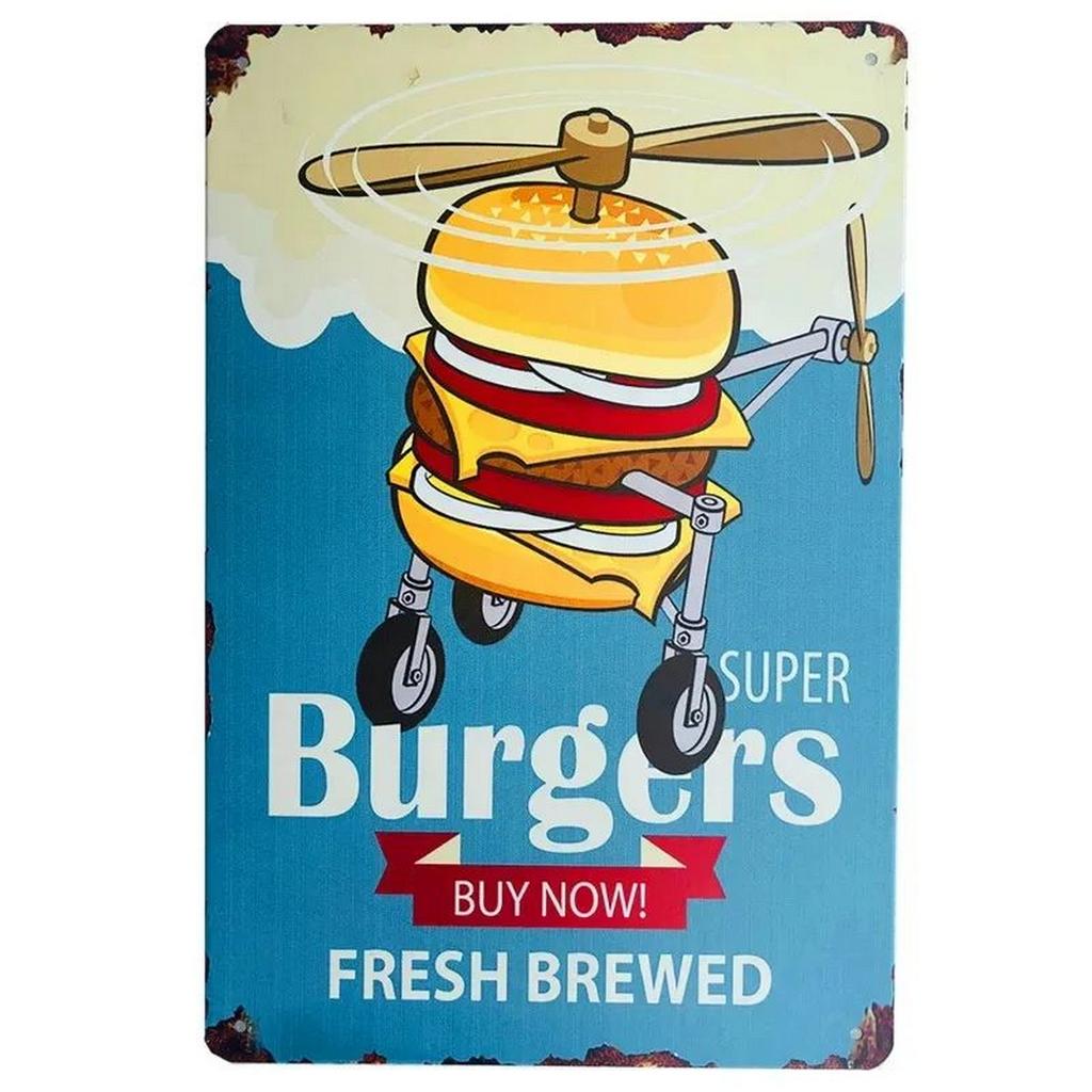 Plakett Metall Plåt Skyltar Handbuger Pommes Frites Väggdekoration Vintage Konst Affischer Järnmålning för Man Cave Hem Kafé Trädgårdsförening Bar