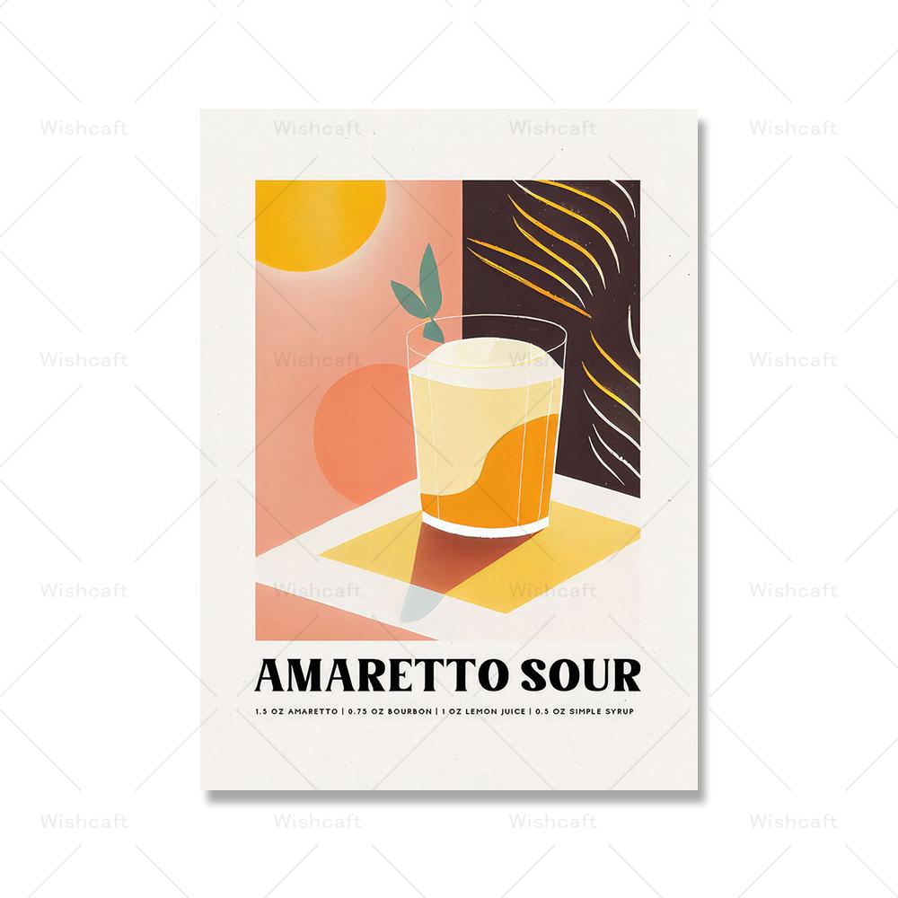 Vintage Manhattan Cocktail Art Prints Drinking Dry Martini Poster Margarita Gin Basil Smash Kitchen Bar Club Wall Decor Pictures
