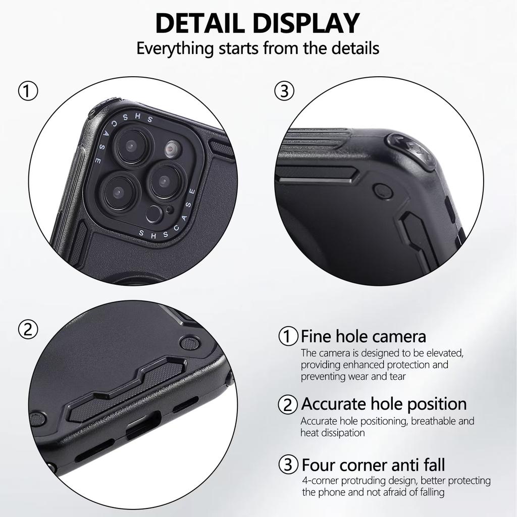 For iPhone 16 Pro Max Case Ring Kickstand PC+TPU Shockproof Phone Back Cover