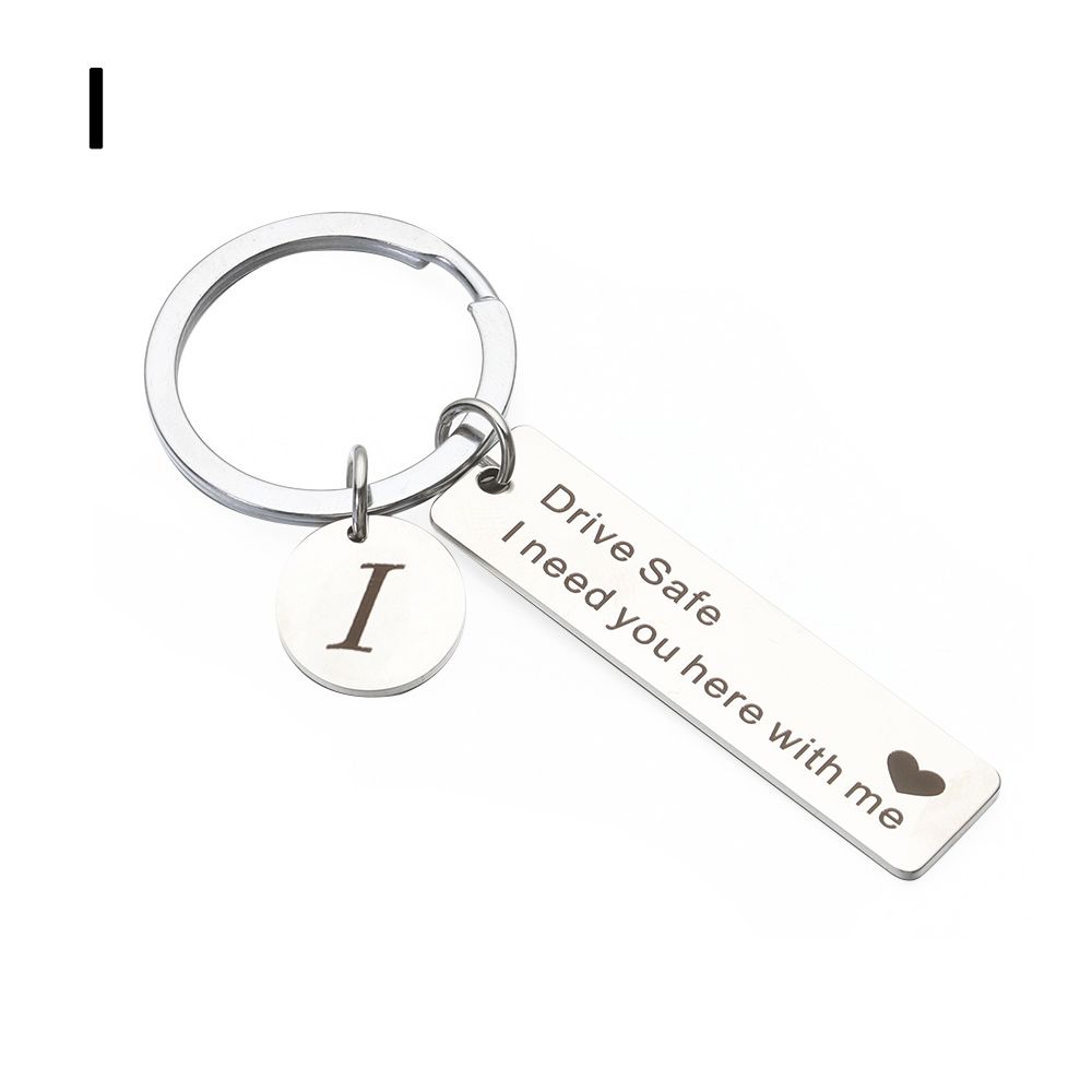 Girlfriend Lover Gifts Drive Safe Keychain A-Z 26 Initials Lettering Key Ring Fashion Jewelry