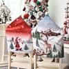 Christmas Chair Covers Chair Back Covers with Winter Snowman Santa Elk Pattern for Festive Decoration Dinner