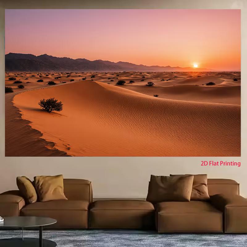 2D Artistic Desert Sunset Landscape Tapestry for Content Creation & Home Decor