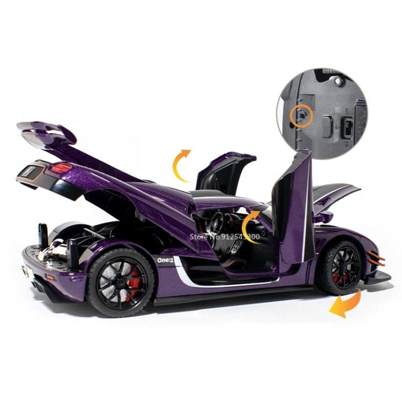 1/24 Koenigsegg One1 Alloy Model Samochodu Zabawka Diecast z Dźwiękiem i Światłem Pull Back Symulacja Skala Model Samochodu Zabawka dla Chłopca Prezent Urodzinowy