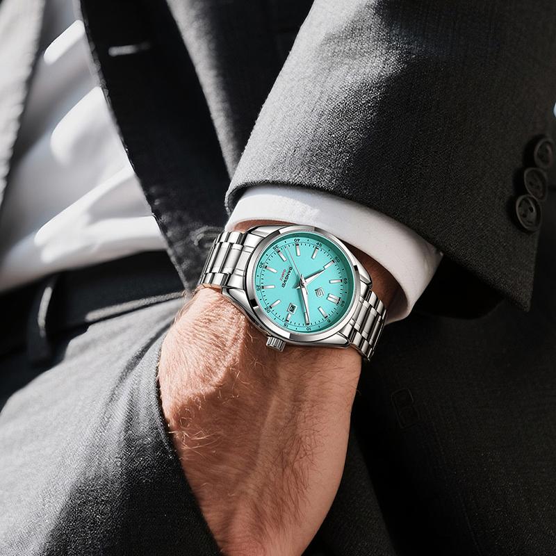 New Luxury Men Watch Top Brand Classic Business Stainless Steel Dual Calendar Quartz Wrist Watch for Men Reloj Hombre