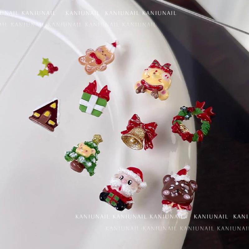 1Pcs Christmas Snowman Christmas Tree 3D Nail Mold Santa Claus Nail Decorations Diy Design Silicone Manicure Mold Nail Art Charm