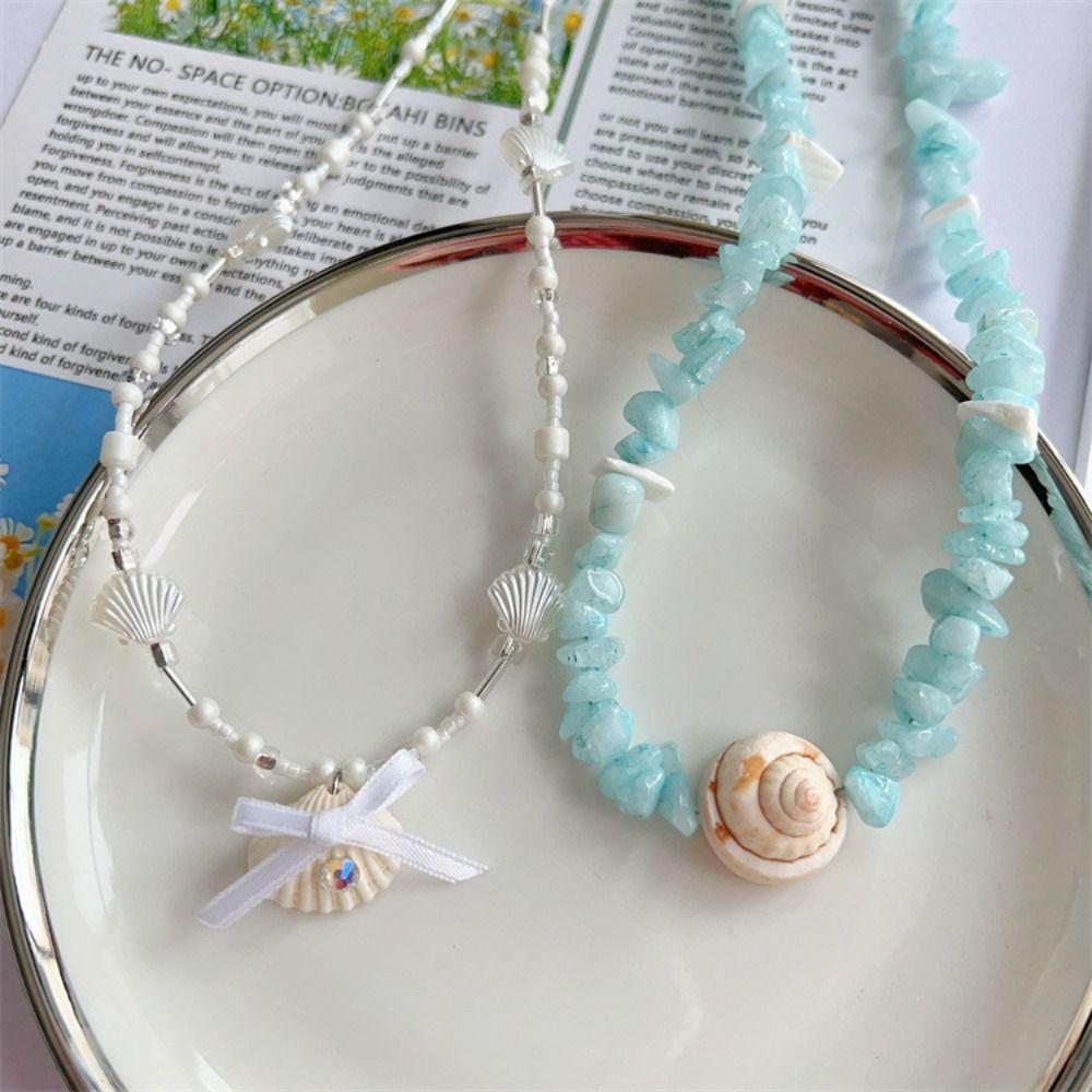 Sea Beach Conch Shell Necklace Boho Style Bohemia Beads Chain Choker  Summer