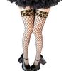 1 Pair Elastic Fishnets Thigh High Stockings Leopards Edges Design Comfortable Nylon Over Knee Fishnets for Women